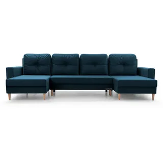 moeblo Wohnlandschaft Ecksofa U-Form mit Schlaffunktion Eckcouch mit Bettkasten Sofa Couch Polsterecke U-Sofa - 300 x 90 x 142 cm - CARL U Dunkelblau Holzwerkstoff, 5-Sitzer, 300x90x142 Wohnzimmer, Sofas Couches, Wohnlandschaften, Wohnlandschaften in U-Form