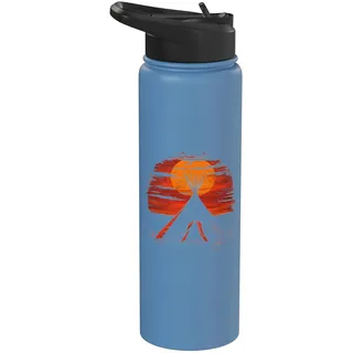 Indianer Tipi Zelt Indianerstamm Landschaft Sonnenuntergang Stainless Steel Insulated Water Bottle