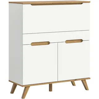 Mid.you Sekretär , Weiß, Eichefarben , Holzwerkstoff , 100x118x40 cm , FSC Mix , Büromöbel, Schreibtische, Sekretäre