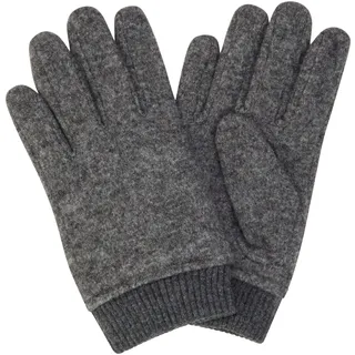 BOSS Strickhandschuhe "Kalsper" mit Labelaufnäher aus Leder, medium grau 030