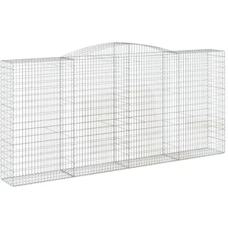 vidaXL Gabione mit Hochbogen 400x50x180/200 cm Verzinktes Eisen - Silber