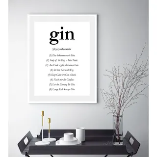 queence Bild mit Rahmen »oder Poster, Gin« Schriftzug   Schwarz-Weiß   Sprüche & Texte 1 Stk. tlg., schwarz