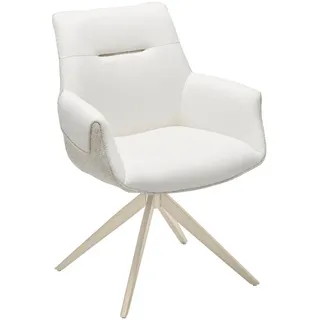 Livetastic Armlehnstuhl , Grau, Beige , Metall, Textil , Drehkreuz , 63x87x62 cm , Sitzfläche 360° drehbar , Esszimmer, Stühle, Polsterstühle