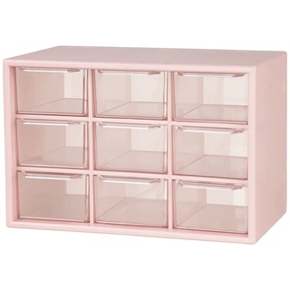 EsLuker.ly Schubladenschrank Plastik 9 Schubladen, Kosmetische Aufbewahrungsbox Klein Schubladenbox Kunststoff Desktop Aufbewahrung Organizer für Kosmetik Schmuck Schreibwaren (Rosa)