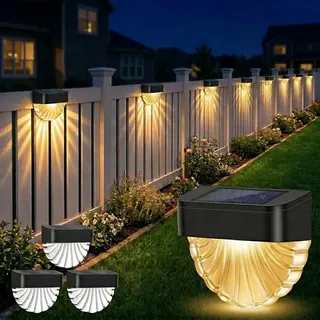 Forlivese 4 Stück Solarlampen für Außen Wand Garten, 2 Lichtmodi (RGB + Warmweiß) Solar Zaun Beleuchtung, IP65 Wasserfest Wandleuchte Aussen, Solar Zaunleuchten für Garten Dekoration, Treppe, Wege