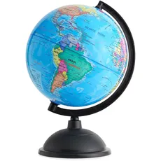Juvale Weltkugel 8 Zoll Globus der Welt Perfekter Spinning Globe für Kinder, Geographie Studenten, Lehrer und mehr, Kunststoff, blau, 20 cm