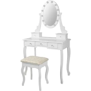 ML-Design Schminktisch Weiß 80/129/40 cm, - Holzwerkstoff , 40x120x80 cm , Schlafzimmer, Schminktische