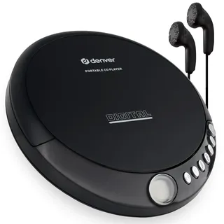 Denver DM-24MK2 Tragbarer CD-Player – Discman mit 40/100 Sek. Anti-Schock-System, LCD-Display & Kopfhörer, Unterstützt CD-R, CD-RW, Schwarz