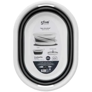 5five simply smart 5five - faltbarer wäschekorb 21l grau und weiß
