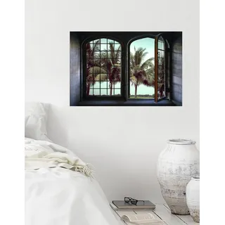 queence Wandsticker »Palmen« Wandsticker, Wandbild, selbstklebend, 3D, Fenster, grün