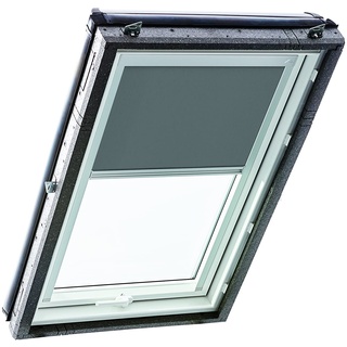 Original Roto Rollo Exclusiv ZRE für Roto Dachfenster Tageslichtrollo Führungsschiene Silber Für Roto Dachfenster Baureihe Designo R4/R7 und Classic 43/73 mit Größe 065/118 | 06/11 Farbe Dunkelgrau