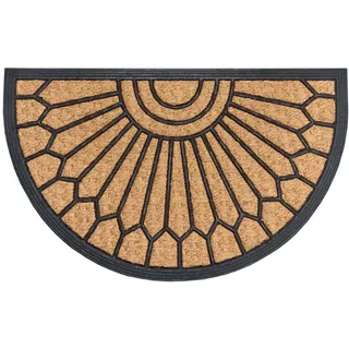 Hanse Home Kokosmatte , Schwarz, Hellbraun , Kunststoff, Naturmaterialien , Ornament , halbrund , 45x75 cm , rutschfest, für Fußbodenheizung geeignet, rutschhemmend, pflegeleicht, widerstandsfähig , Teppiche und Böden, Schmutzfangmatten, Fußmatten