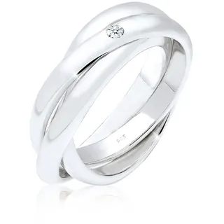 Verlobungsring ELLI DIAMONDS "Ring Wickelring Diamant Weiß Brillantschliff (0.03 ct) 925 Sterling Silber" Gr. 56, weiß, Fingerringe, Damen, 56, Silber 925 (Sterlingsilber), Verlobungsring