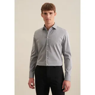Businesshemd SEIDENSTICKER "Schwarze Rose", Herren, Gr. M (39), normale Ärmellängen, grau, 100% Baumwolle, unifarben, slim fit, 2-Knopf-Manschette, Hemden Businesshemd, Slim 1/1 Kentkragen Uni