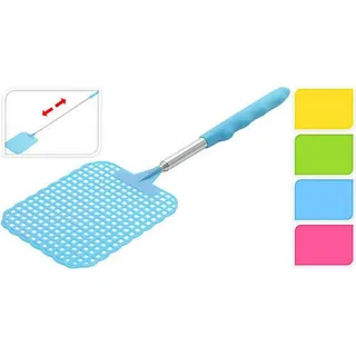 Koopman Ausziehbarer Fliegenklatsche - Verschiedene Farben, Edelstahl, ausziehbar von 25 bis 56 cm - Blau, Rosa, Gelb