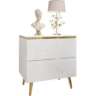 lookway Nachtschrank Aurora II 50 x 53 x 37 cm Weiß hochglanz
