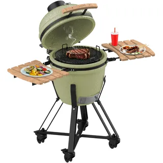 Cecotec Keramikgrill Holzkohlegrill DragonFire 4600. Beständig bis 1000 oC, Durchmesser 46 cm, Rise & Feast System, Hermetische Kammer, Sichere Räder, Integriertes Thermometer, Griff, Räuchern, Backen