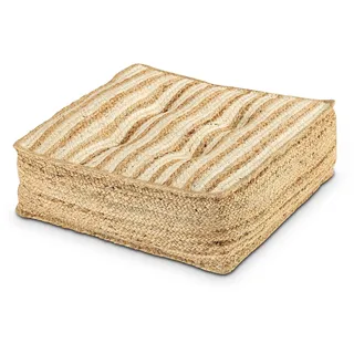 kreatives Wohnen Bodenkissen Jute 50x50cm Sitzkissen quadratisch Loungekissen Natur Sitzpouf Fußkissen