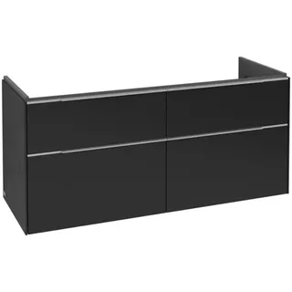 Villeroy & Boch Subway 3.0 Waschbeckenunterschrank, 4 Auszüge, Waschbecken mittig, 1272x576x478mm, C60200VL, Farbe: Front/Korpus: Volcano Black, Griff: Aluminium glänzend