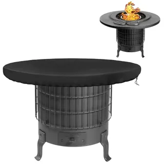 Feuerplatte Abdeckung 420D Runde Feuerring Abdeckung 100cm Feuerstelle Abdeckungen Feuerschale Wasserdichtes Anti-UV Feuerstellen-Abdeckungen für Feuerplatte und Grillplatte