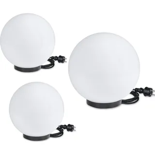 Kugelleuchten 3er Set 20/20/30cm weiß E27 inkl. 3m Anschlußkabel Kugellampe Terrassenleuchte - Weiß