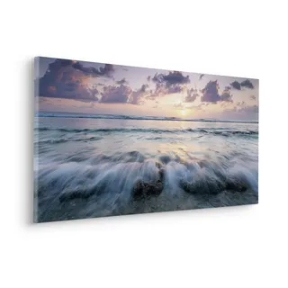 Komar Keilrahmenbild im Echtholzrahmen - Broken Waves - Größe 90 x 40 cm - Bild, Leinwandbild, Landschaftsmotiv, Wohnzimmer, Schlafzimmer