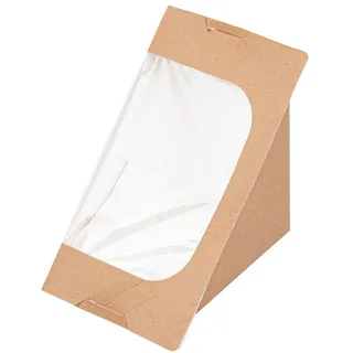 Garcia de Pou 50 Stück Sandwichboxen dreifach dreieckig + Fenster selbstklebend 'Thepack' 220 G/M2 + Opp 12,4 x 12,4 x 8,3 cm Natur Nano-Mikro Wellpappe