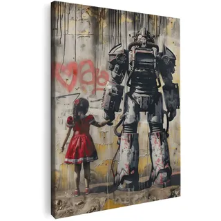 Artmazing | Fallout Banksy Bild Bunt | S-Art Bilder Modern | Coole Wandbilder Wohnzimmer | Deko XXL | Leinwand XXL | Buntes Poster für Wand