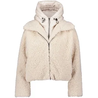 Plüschjacke AMBER & JUNE "Plüschjacke mit abnehmbarem Westenteil", Damen, Gr. 42, grau, Obermaterial: 100% Polyester PES., Jacken Plüschjacke