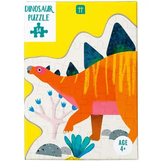 Talking Tables 54-teiliges orangefarbenes Stegosaurus-geformtes Dinosaurier-Puzzle & Poster | Für Kinder, Kinder | Illustriert, Jurassic Dinosaurs Lover, Lockdown, Geburtstagsgeschenk, Weihnachtsgesc