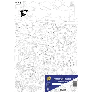 BAMMI Riesen-Poster zum Ausmalen, Motiv: Ozean, 100 cm x 70 cm, Weltkarte, hochwertiges Papier, 150 g/m2