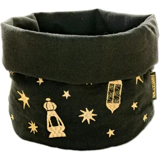 Papierdrachen Brotkorb zum Ramadan - schwarz gold bestickt - für festliche Tischdekorationen - Set 01