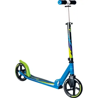 GLOBBER muuwmi Aluminium Scooter– Tretroller, 205 mm, ABEC 7, GS-geprüft, höhenverstellbar, XL-Deck, grün-blau-schwarz
