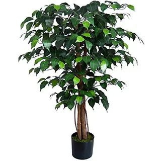 Ficus Benjamini 90cm grün DA künstlicher Baum Pflanze Kunstbaum Dekobaum Kunstpflanzen Zimmerpflanze Birkenfeige