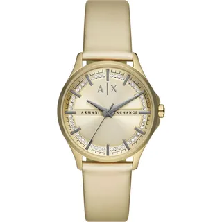 Armani Exchange AX5271 LADY HAMPTON Uhr Damenuhr Lederarmband gold