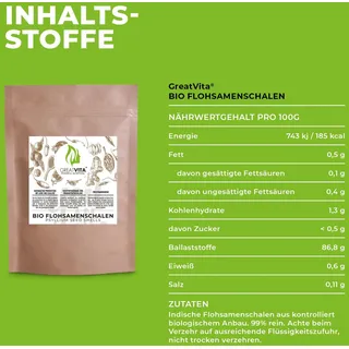 GreatVita Bio Flohsamenschalen 2x500gr Samen 1 kg