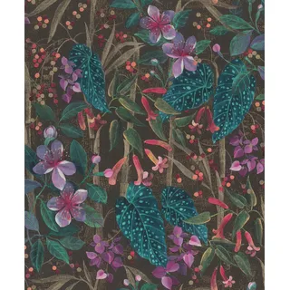 Rasch Textil Vliestapete Curiosity 10,05 m x 0,53 m 0 g Türkis/Lila/Schwarz 538236