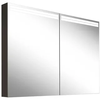Schneider ARANGA TW Lichtspiegelschrank, 2 Türen, 895x120x700mm, Lichtbänder oben, 160.490.02.44, Ausführung: EU-Norm/Korpus schwarz matt