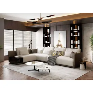 Designer Ledersofa Ecksofa Polster Eck Couch Sitz Eck L Form Garnitur Sofa Neu - Weiß