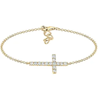 Elli Armband Damen Kreuz Motiv Schlicht mit Kristallen aus 925 Sterling Silber vergoldet