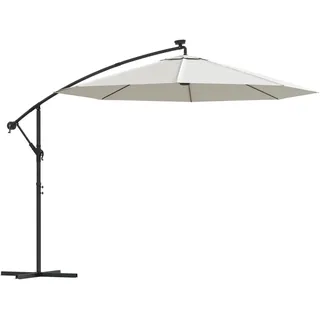 vidaXL Sonnenschirm Ampelschirm mit LED-Beleuchtung 300 cm Metallmast - Beige