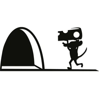 easydruck24de Aufkleber Mauseloch Maus Käse I schwarz glänzend I 18 x 8 cm I Wandtattoo I selbstklebend I Heim-dekoration I Mausaufkleber I you0145