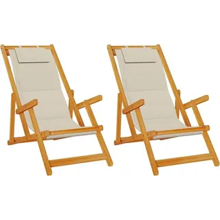 vidaXL Liegestuhl 2 stk. Braun Massivholz Akazie - Braun