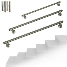 Parpyon® Wandhandlauf Treppenrohr, 100 % italienisches Produkt, Wandbefestigung mit Halterung, Montage-Kit für Treppen und Balustraden (40 cm, Satinierter Stahl)