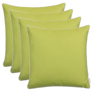 Brandsseller 4er Set Outdoor Kissen 45x45 cm – Wetterfeste Zierkissen mit Paspel – Wasserabweisende Gartenkissen & Dekokissen für draußen – Sofakissen für Balkon & Terrasse – Grün
