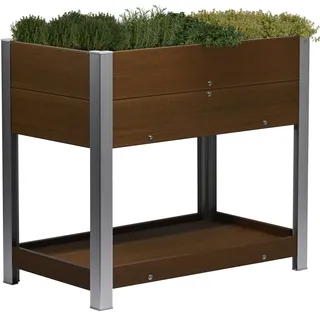 dobar® WPC-Hochbeet auf Stelzen für Garten und Balkon als Bausatz in Holzoptik - Pflanzkasten wetterfest mit Ablagefläche für Gemüse und Kräuter - 91 x 50 x 80 cm - Braun