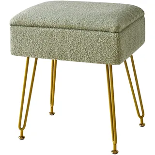 YMYNY Make-up-Hocker Stuhl mit Stauraum, quadratischer Teddy-Samt-Hocker, Puff-Sofahocker, moderne multifunktionale Make-up-Palette für Schlafzimmer, Wohnzimmer 40x30x47 cm grün HBD031GR
