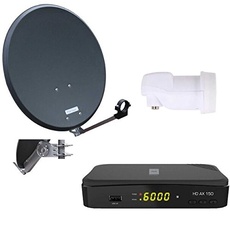 Opticum Digitale 1 HD AX 150 HDTV Receiver Teilnehmer Satelliten Komplettanlage (Single-LNB, QA 60 cm Antenne, Stahl) Anthrazit
