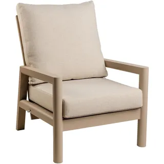 Tierra Outdoor Loungesessel , Weiß, Champagner , Metall, Textil , rund , 73x91x93 cm , wetterbeständig, lichtecht , Gartenmöbel, Loungemöbel, Lounge-Serien