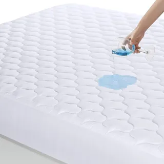 Utopia Bedding Gesteppte wasserdichte Matratzenauflage 160 x 200 cm weiß